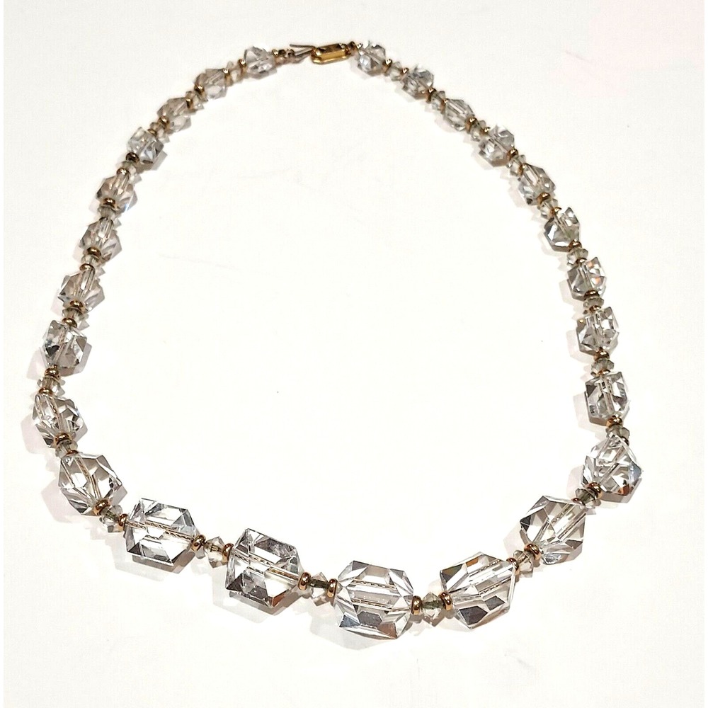 Necklace Crystal Faceted Beads and 14KGF 17"
